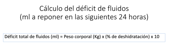 Figura 16. Cálculo de déficit de fluidos